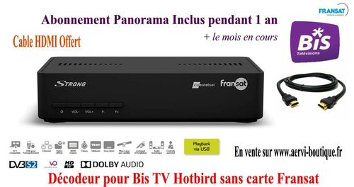Pack décodeur Bis TV Strong SRT7407 HD avec Bis TV Panorama 1 an